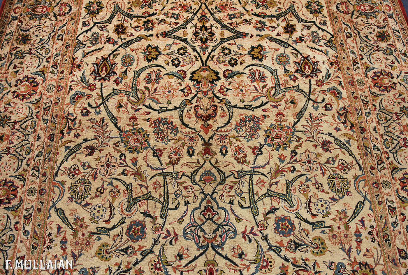 Paire de Tapis Antique Kashan Soie « Forutan » n°:51755568